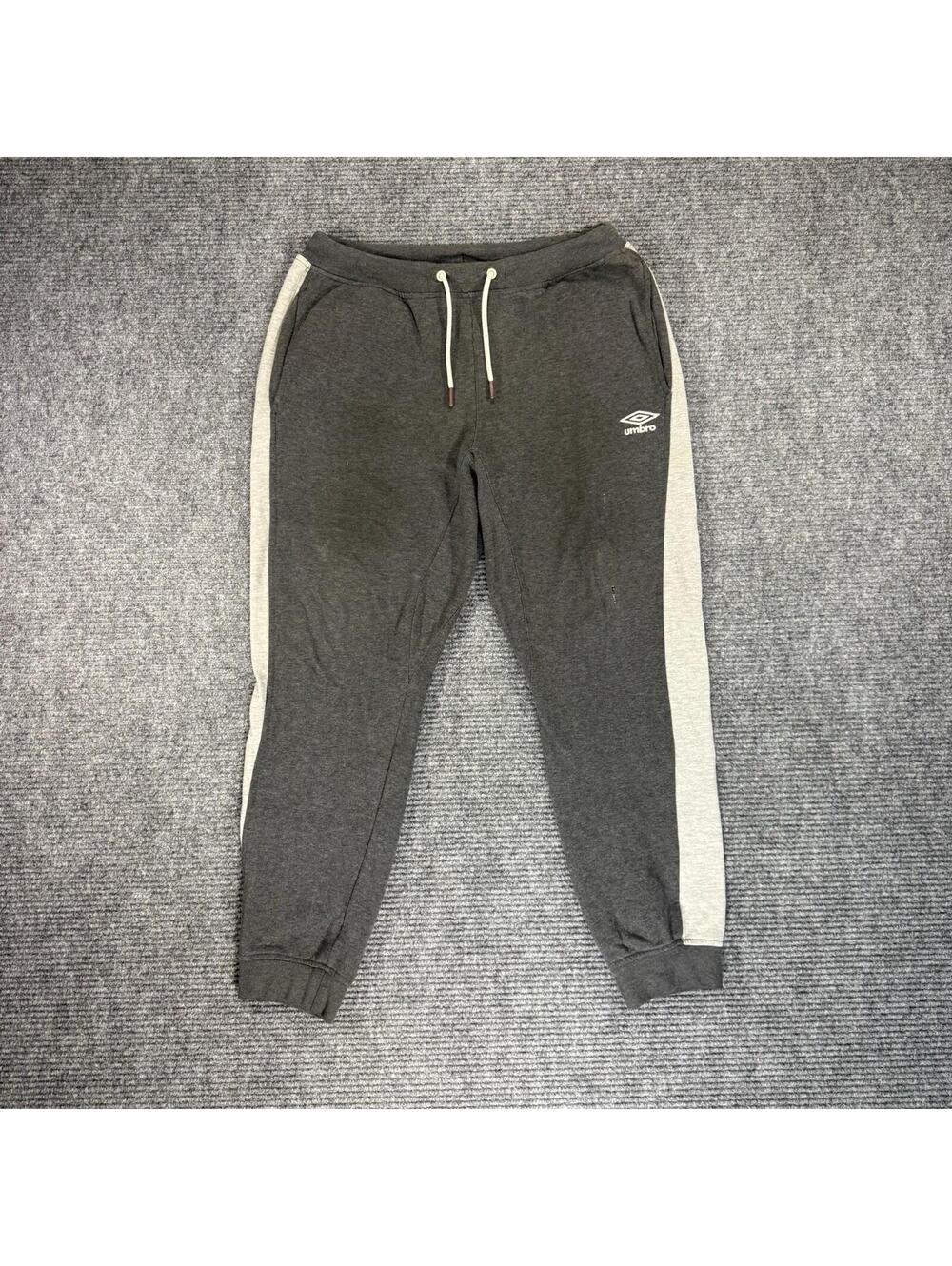 Umbro Men’s Sweatpants Gray White Stripe Sportswear Running Gym Soccer Futbol